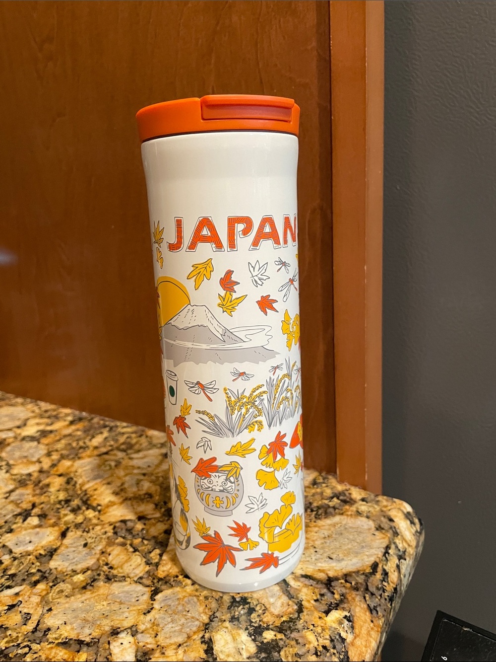 Starbucks White Travel Tumbler with Orange Accents – Japan Graphic